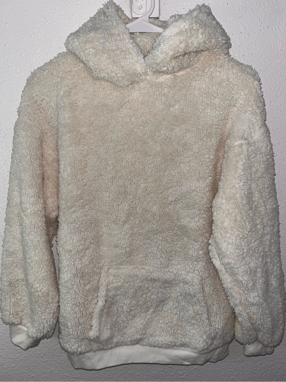 Forever 21 Cream Sherpa Hooded Pullover